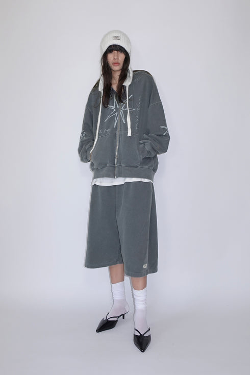 Mayte × Cycle ECHO STAR WASHED HALF PANTS -GRAYISH BLUE-